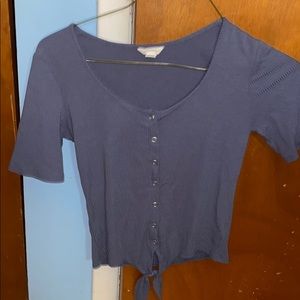 Blue button top